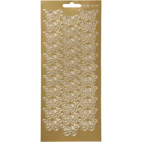 Sticker, Schmetterlinge, Blatt 10x23 cm, Gold, 1 Bl. [HOB-170010]