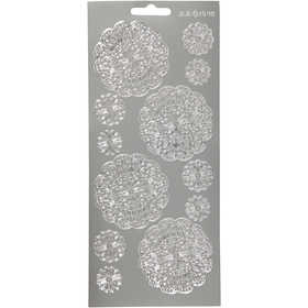 Sticker, Blumen, Blatt 10x23 cm, Silber, 1 Bl. [HOB-170096]