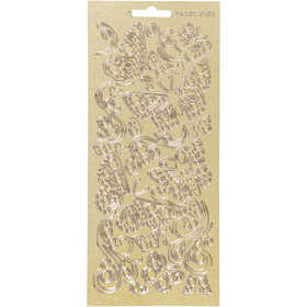 Sticker, Schmetterlinge, Blatt 10x23 cm, Gold, 1 Bl. [HOB-170131]