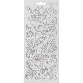 Sticker, Schmetterlinge, Blatt 10x23 cm, Silber, 1 Bl. [HOB-170132]