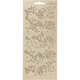 Sticker, Rosen, Blatt 10x23 cm, Gold, 1 Bl. [HOB-170161]