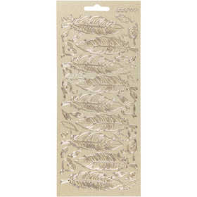 Sticker, Federn, Blatt 10x23 cm, Gold, 1 Bl. [HOB-170190]