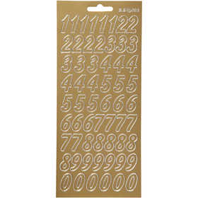 Sticker, Zahlen, Blatt 10x23 cm, Gold, 1 Bl. [HOB-170218]