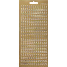 Sticker, Zahlen, Blatt 10x23 cm, Gold, 1 Bl. [HOB-170220]