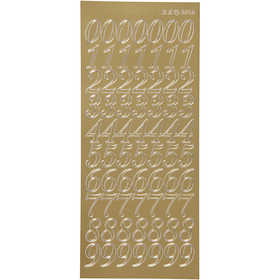 Sticker, Zahlen, Blatt 10x23 cm, Gold, 1 Bl. [HOB-170222]