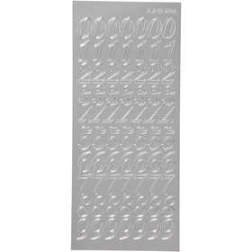 Sticker, Zahlen, Blatt 10x23 cm, Silber, 1 Bl. [HOB-170223]