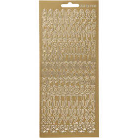 Sticker, Buchstaben, Blatt 10x23 cm, Gold, 1 Bl. [HOB-170224]
