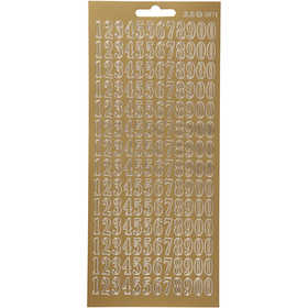 Sticker, Zahlen, Blatt 10x23 cm, Gold, 1 Bl. [HOB-170228]