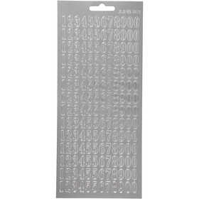 Sticker, Zahlen, Blatt 10x23 cm, Silber, 1 Bl. [HOB-170229]