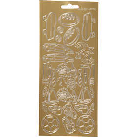 Sticker, Sport, Blatt 10x23 cm, Gold, 1 Bl. [HOB-170232]