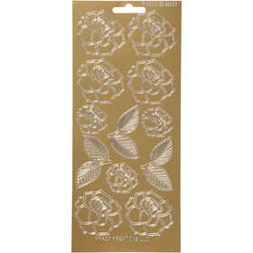 Sticker, Rosen, Blatt 10x23 cm, Gold, 1 Bl. [HOB-170244]