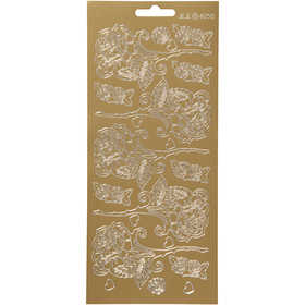 Sticker, Rosen, Blatt 10x23 cm, Gold, 1 Bl. [HOB-170250]