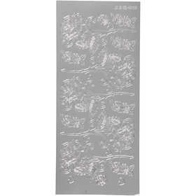 Sticker, Rosen, Blatt 10x23 cm, Silber, 1 Bl. [HOB-170251]