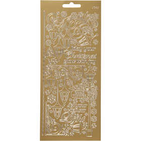 Sticker, Laternen, Blatt 10x23 cm, Gold, 1 Bl. [HOB-170254]