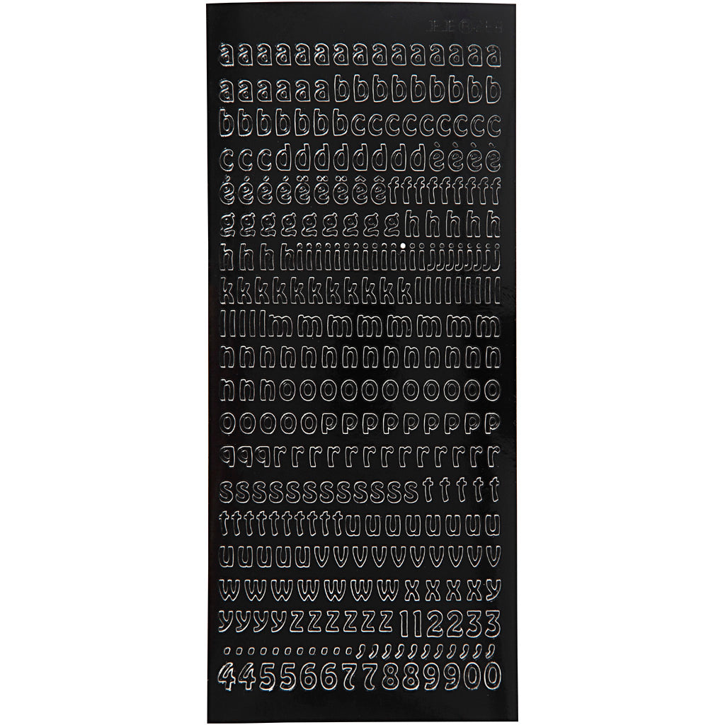 Sticker, Kleine Buchstaben, Blatt 10x23 cm, Schwarz, 1 Bl. [HOB-170290]