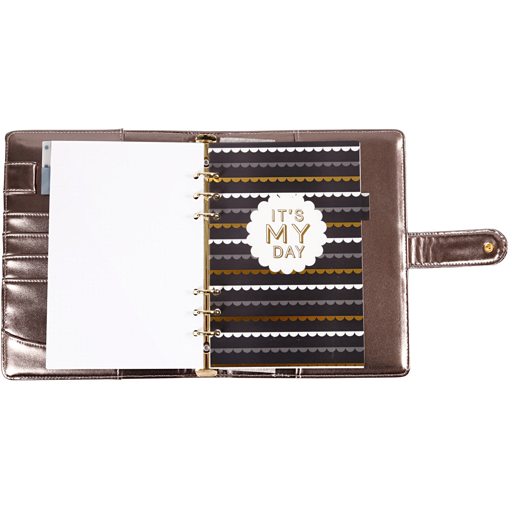 Kalender/Planer, Metallic-Hellgrau, Größe 19x23,5x4 cm, Ringbuchformat, 1 Stk [HOB-192649]