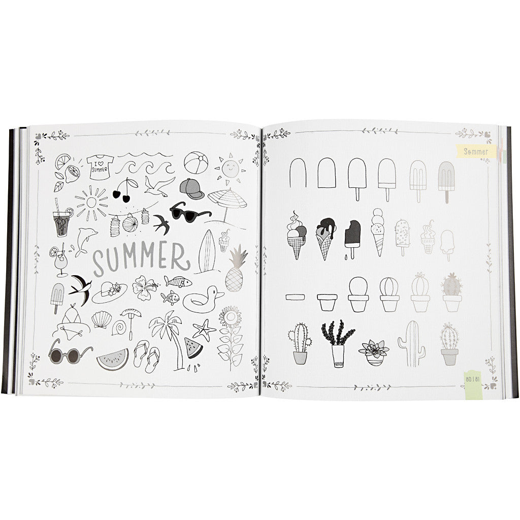 Inspirationsheft "Hand Lettering", Größe 22x23 cm, Dicke 2 cm, Anzahl der Seiten 143, 1 Stk, Dänischer Text [HOB-19290]