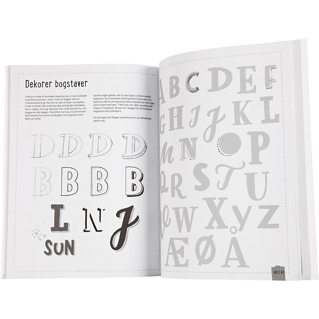 Übungsheft "Hand Lettering", Größe 21x28 cm, Dicke 1 cm, Anzahl der Seiten 63, 1 Stk, Dänischer Text [HOB-19291]