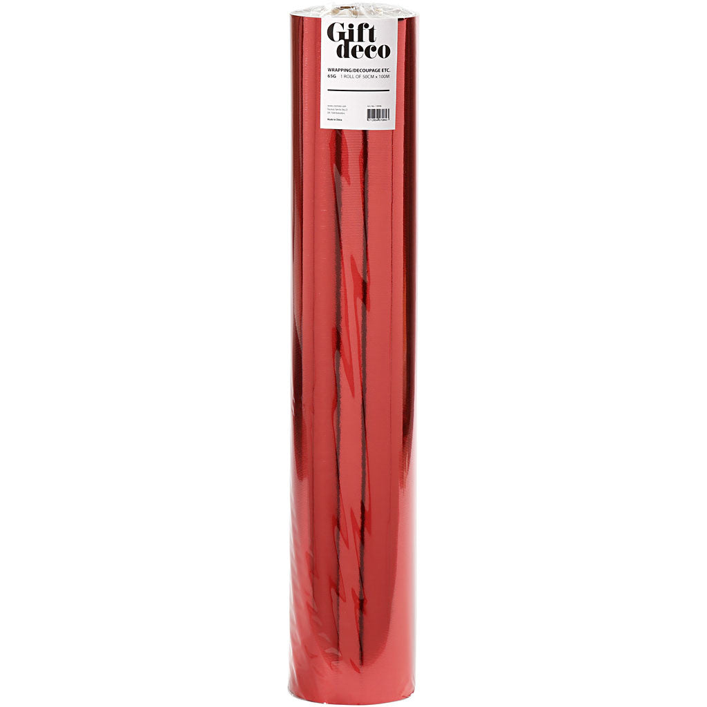Geschenkpapier, B 50 cm, 65 g, Rot, 100 m/ 1 Rolle [HOB-19988]