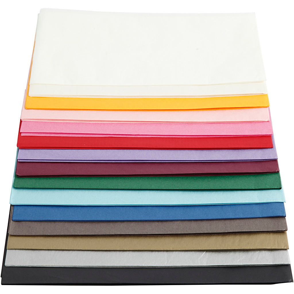 Seidenpapier - Sortiment, Blatt 50x70 cm,  14 g, Sortierte Farben, 30Bl. [HOB20092]