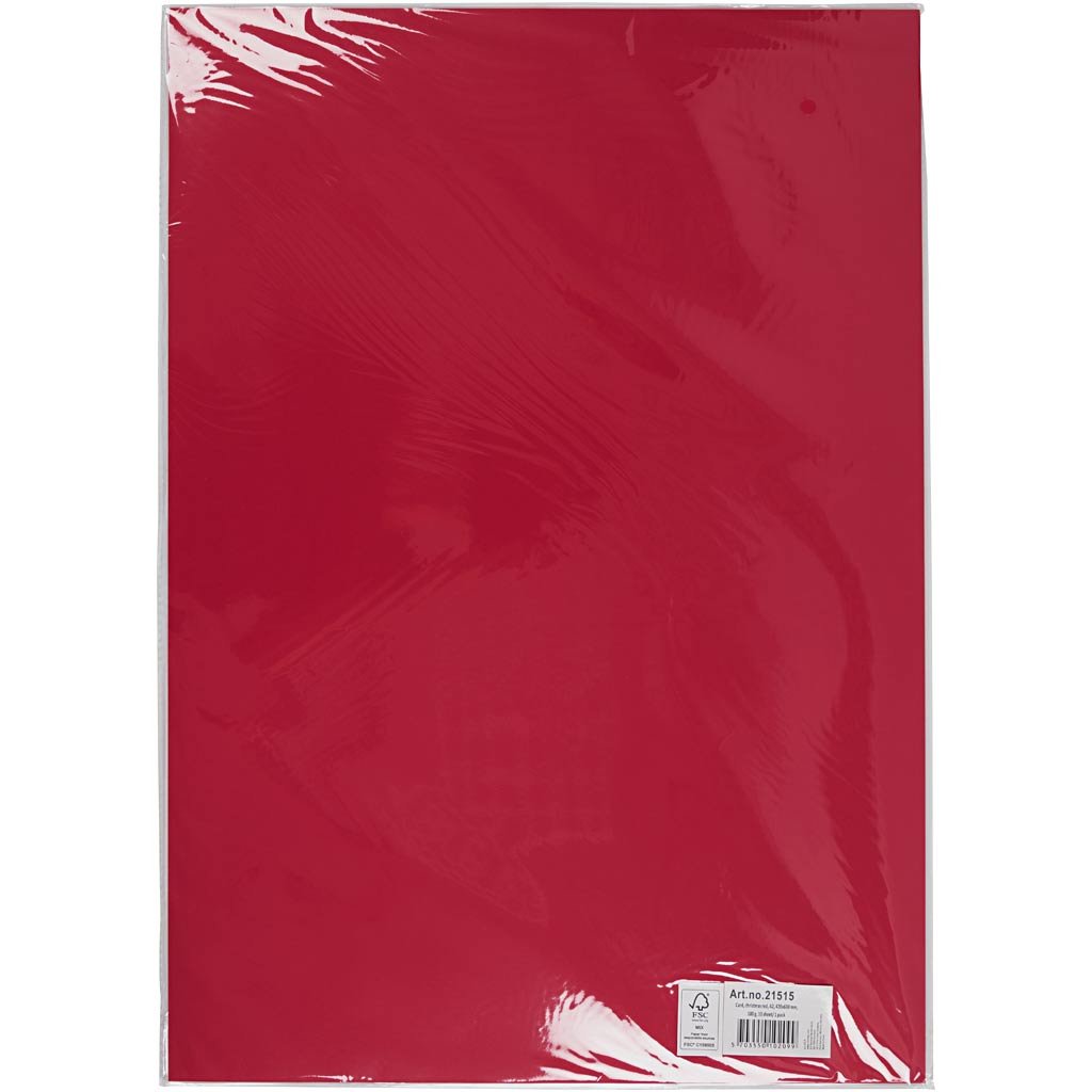 Karton, farbig, A2, Blatt 420x594 mm, 180 g, Weihnachtsrot, 10 Bl./ 1 Pck [HOB-21515]