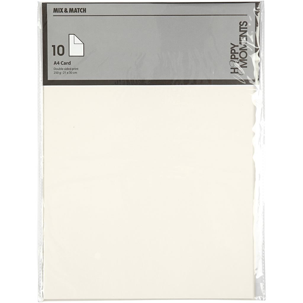 Farbkarton, Naturweiß, A4 210x297 mm,  250 g, 10Bl. [HOB-219021]