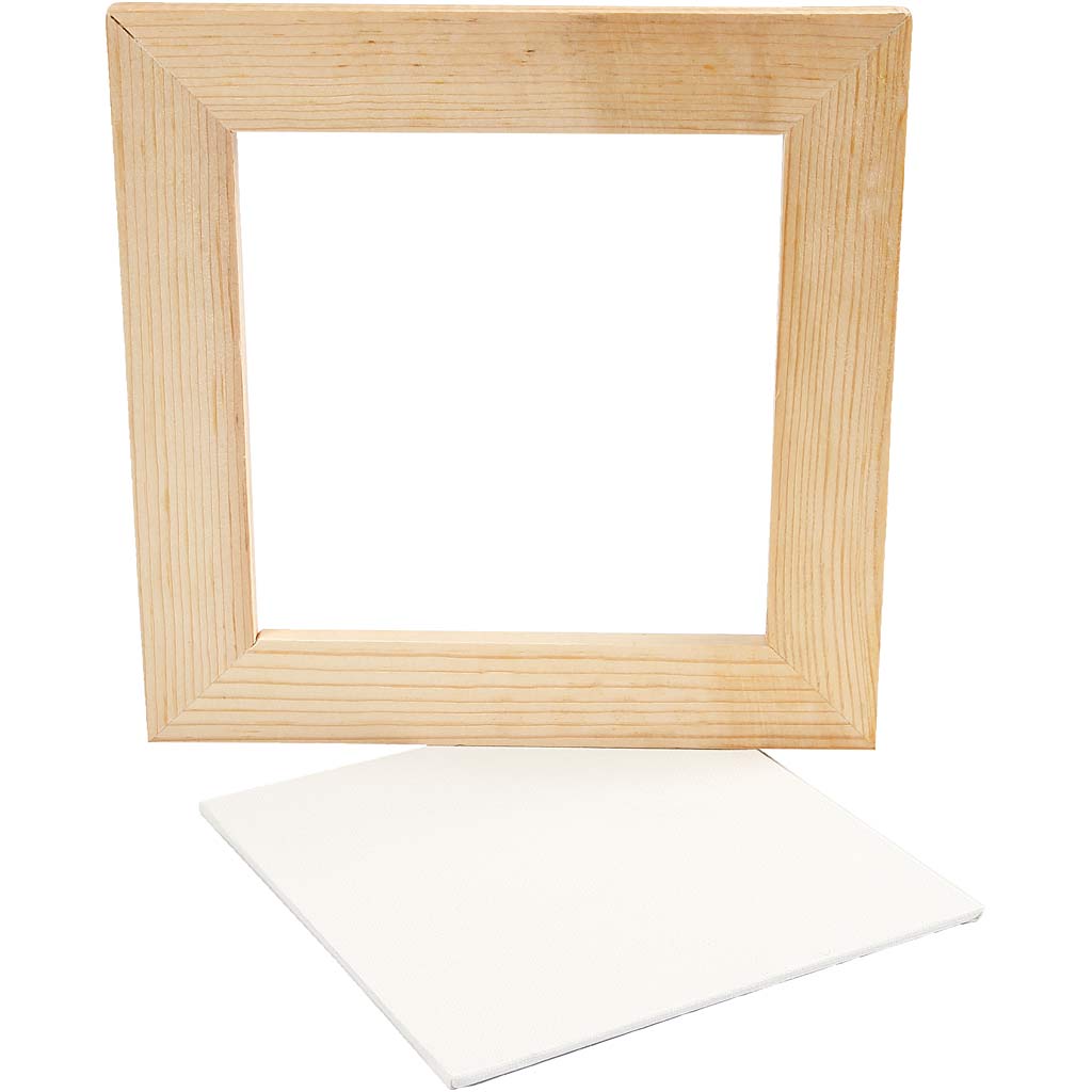 Canvas Panel with Wooden Frame, size 15x15x0,3 cm, white