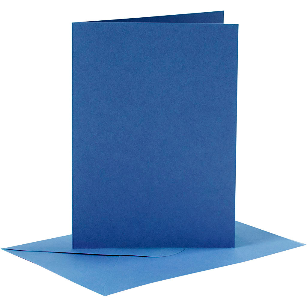 Cards and envelopes, card size 10,5x15 cm, envelope size 11,5x16,5 cm, 110+220 g, blue, 6 set