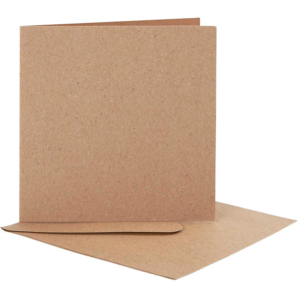Blank Cards With Envelope, card size 12,5x12,5 cm, envelope size 13,5x13,5 cm, natural, 10 set