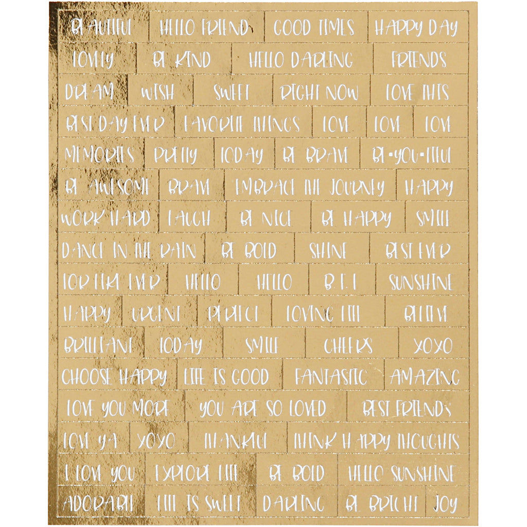 Stickers, sheet 10x11,5 cm, gold, 4 pc