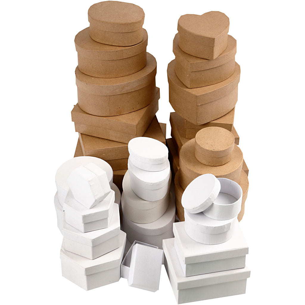 Boxes, size 6,5-18 cm, brown, white, 30 pc/ 1 set