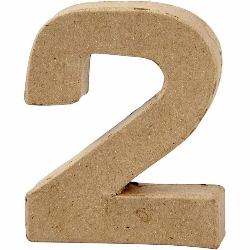 Zahl, 2, H 10 cm, B 8,3 cm, Dicke 1,7 cm, 1 Stk [HOB-26669]