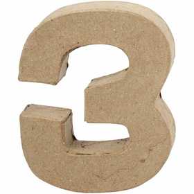 Zahl, 3, H 10 cm, B 8 cm, Dicke 1,7 cm, 1 Stk [HOB-26670]