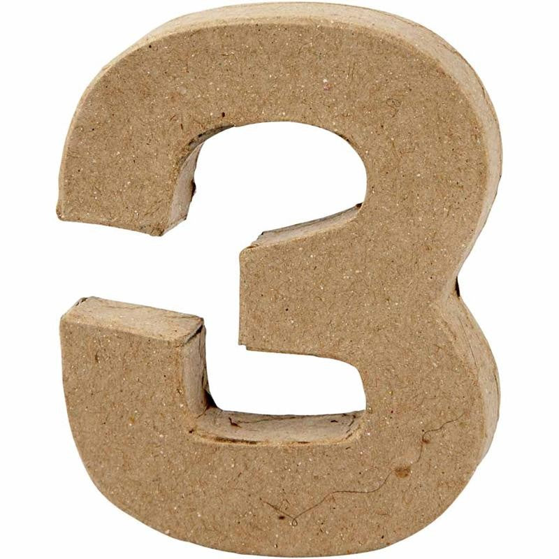 Zahl, 3, H 10 cm, B 8 cm, Dicke 1,7 cm, 1 Stk [HOB-26670]