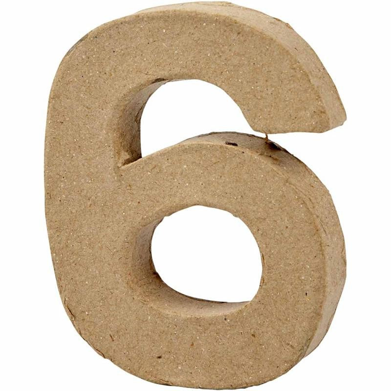 Zahl, 6, H 10 cm, B 8,2 cm, Dicke 1,7 cm, 1 Stk [HOB-26673]