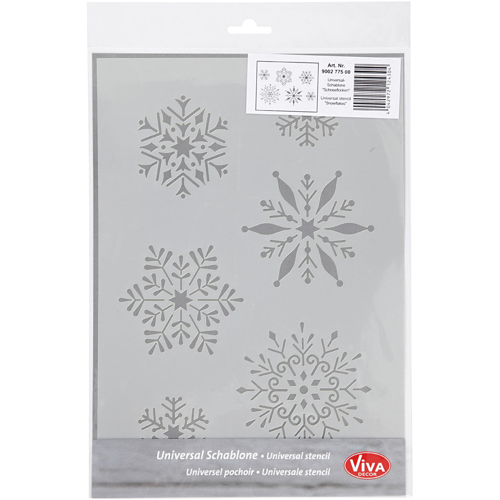 Schablone, Schneeflocken, A4, Blatt 210x297 mm, 1 Stk [HOB-26977]