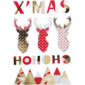 3D Sticker, Rentiere, H 15-62 mm, B 14-100 mm, Dicke 5 mm, 15 Stk/ 1 Pck [HOB-27097]