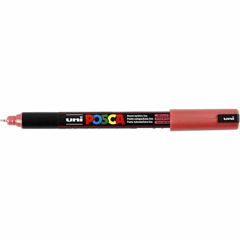 Posca Marker , Nr. PC-1MR, Strichstärke 0,7 mm, extrafein, Metallic-Rot, 1 Stk [HOB-272860]