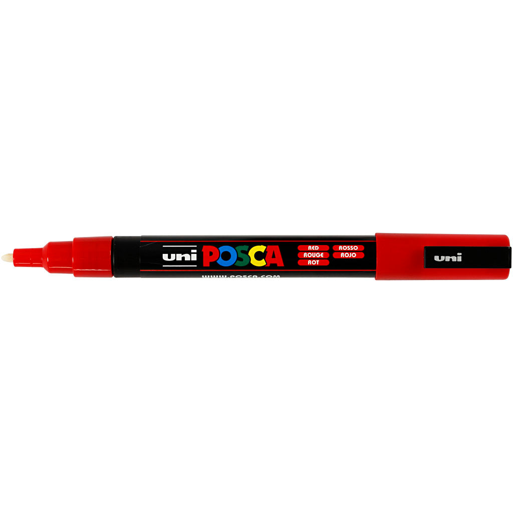 Posca Marker , Nr. PC-3M, Strichstärke 0,9-1,3 mm, fein, Rot, 1 Stk [HOB-274040]