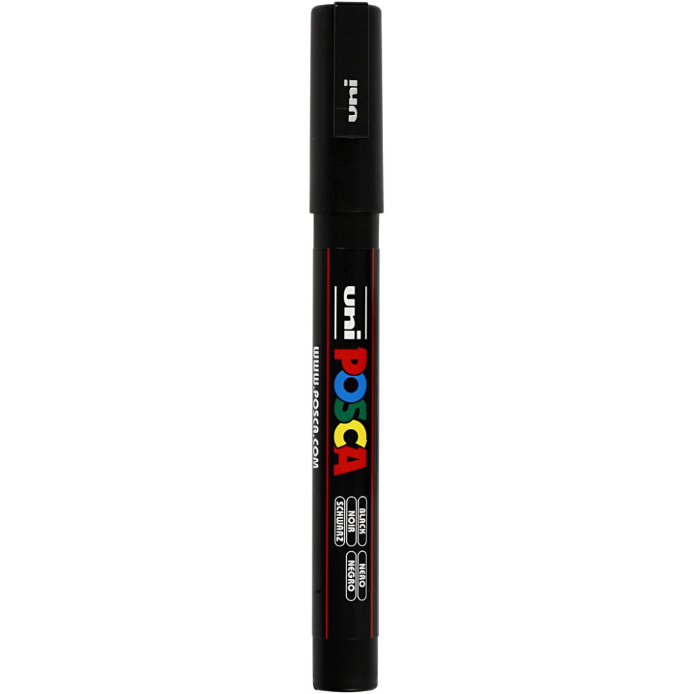 Posca Marker , Nr. PC-3M, Strichstärke 0,9-1,3 mm, fein, Schwarz, 1 Stk [HOB-274046]