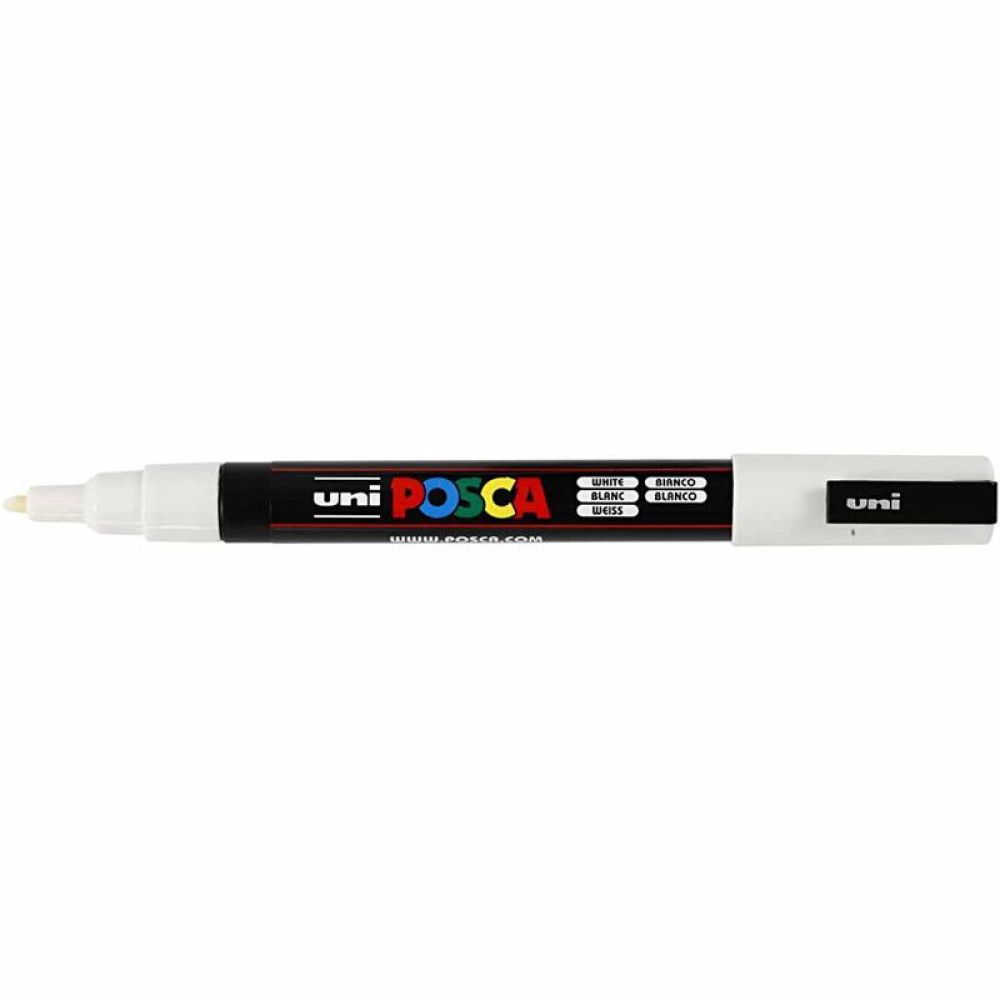 Posca Marker , Nr. PC-3M, Strichstärke 0,9-1,3 mm, fein, Weiß, 1 Stk [HOB-274052]