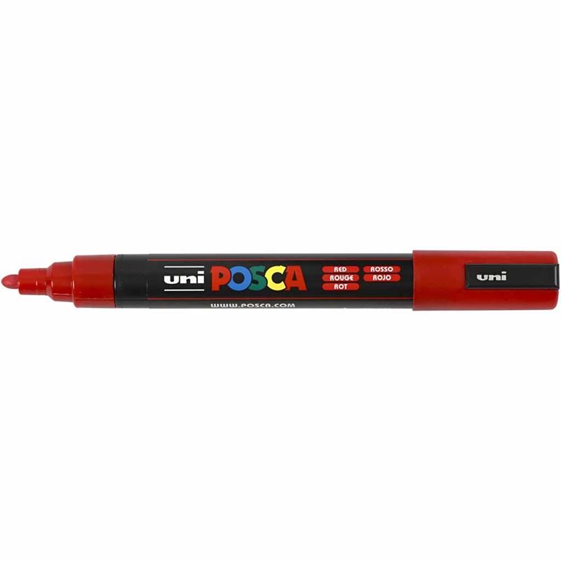 Posca Marker , Nr. PC-5M, Strichstärke 2,5 mm, Medium, Rot, 1 Stk [HOB-276040]