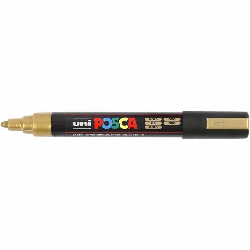 Posca Marker , Nr. PC-5M, Strichstärke 2,5 mm, Medium, Gold, 1 Stk [HOB-276810]