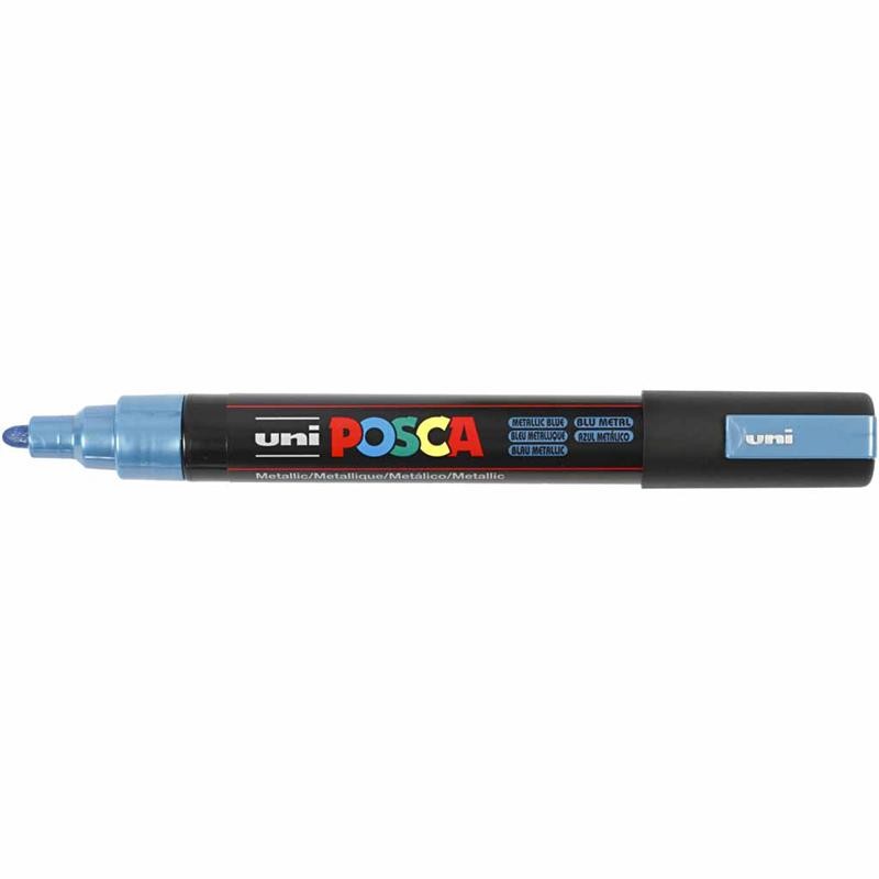 Posca Marker , Nr. PC-5M, Strichstärke 2,5 mm, Medium, Metallic-Blau, 1 Stk [HOB-276880]