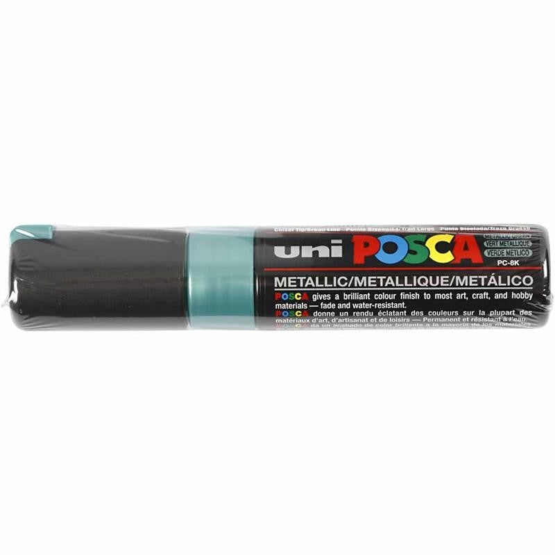 Posca Marker , Nr. PC-8K, Strichstärke 8 mm, breit, Metallic-Grün, 1 Stk [HOB-278870]