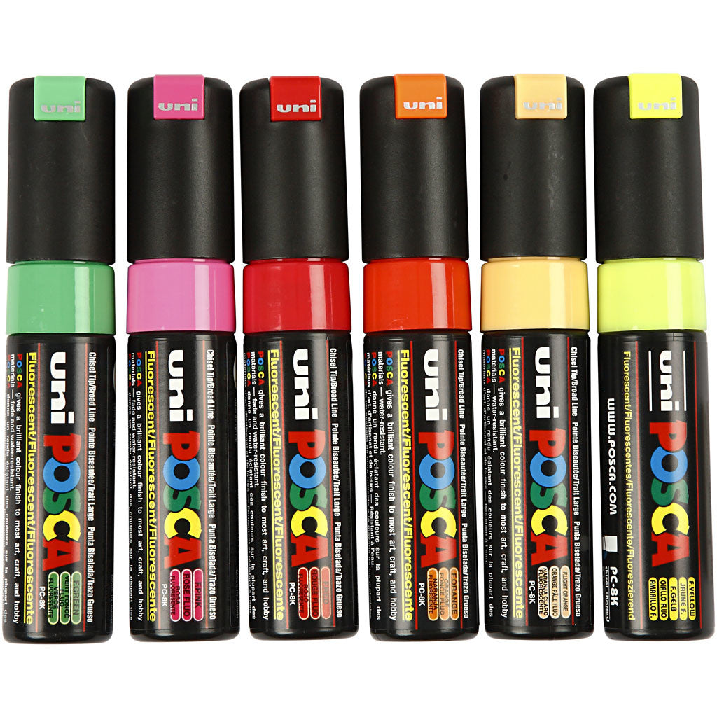 Posca Marker , Nr. PC-8K, Strichstärke 8 mm, breit, Halbdeckend, Sortierte Farben, 6 Stk/ 1 Pck [HOB-278900]