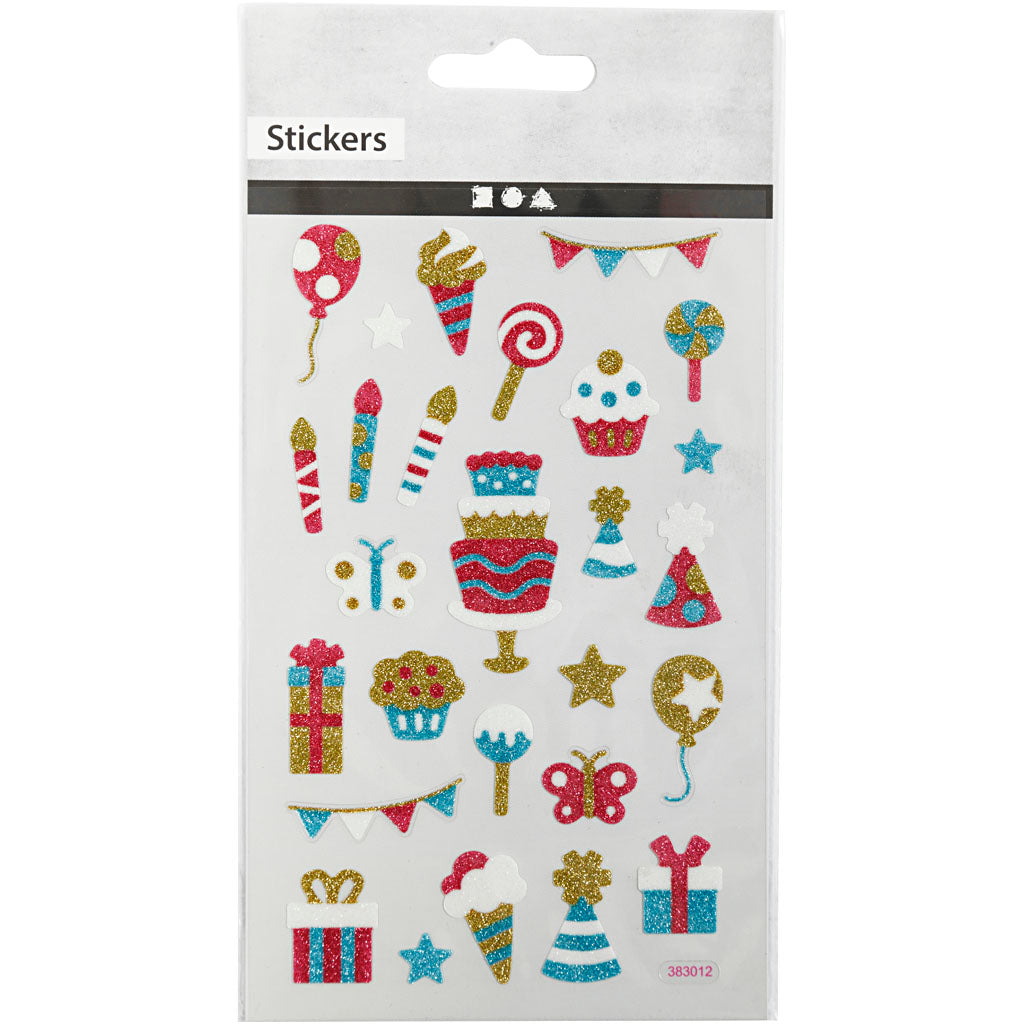 Glitzer-Sticker, Geburtstag, Blatt 10x16 cm, 1 Bl. [HOB-280016]