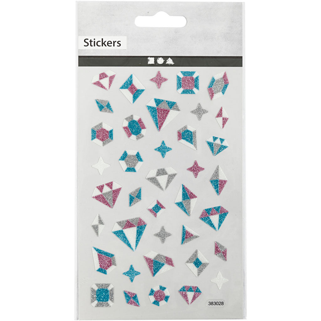 Glitzer-Sticker, Diamanten, Blatt 10x16 cm, 1 Bl. [HOB-280021]