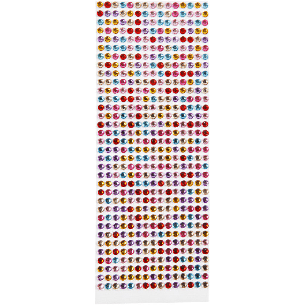 Strassstein-Sticker, D 4-6 mm, Blatt 16x9,5 cm, Sortierte Farben, 10 Bl./ 1 Pck [HOB-28303]