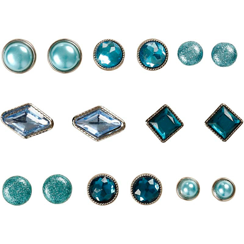 Deco Rivets, blue, size 8-18 mm, 16 pc